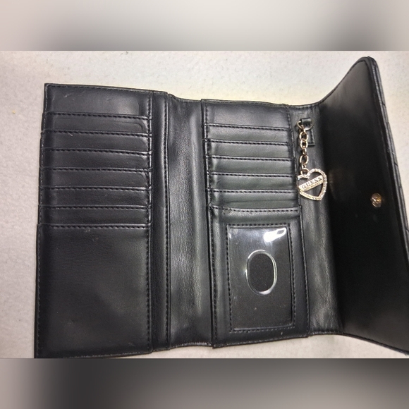 Guess Black Quilted Wallet with Gold Accents - Picture 2 of 3